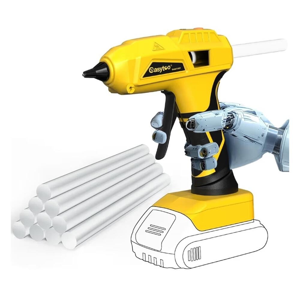 Cordless Glue Gun 100W for DeWalt 20V Battery, Tool Only & 10 Pcs 0.43" Sticks